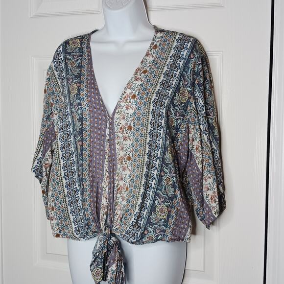 Just Polly Floral Boho Tie Top Sz Small NWOT - Picture 5 of 9